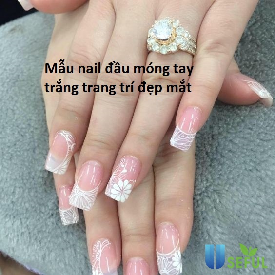 Móng tay giả Thiết kế theo mẫu nail box màu thạch vẽ đầu Móng trắng   Shopee Việt Nam