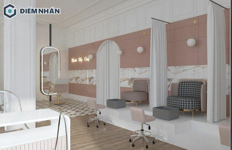 Không gian tiệm nail được thiết kế khoa học và tiện nghi 