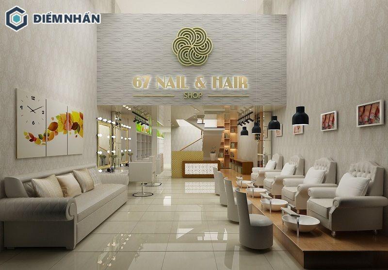 Thiết kế trang trí tiệm nail mệnh mộc nên chọn màu chủ đạo là xanh