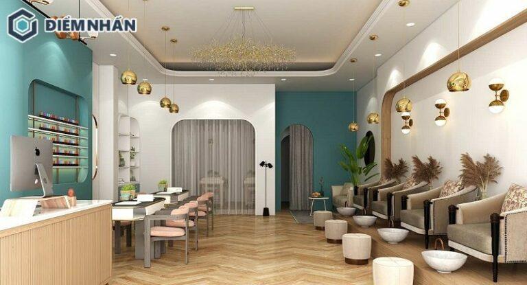 Sử dụng nội thất màu xanh dương pastel trên nền hồng nhẹ nhàng tạo cảm giác thư giãn, thoải mái