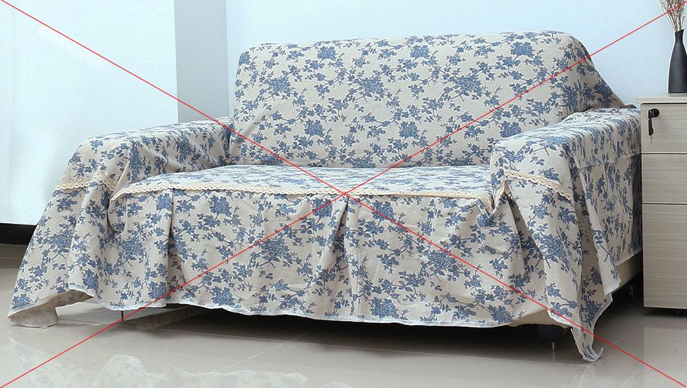 Mẫu ga phủ ghế rộng bùng nhùng làm xấu vẻ đẹp vốn có của bộ ghế