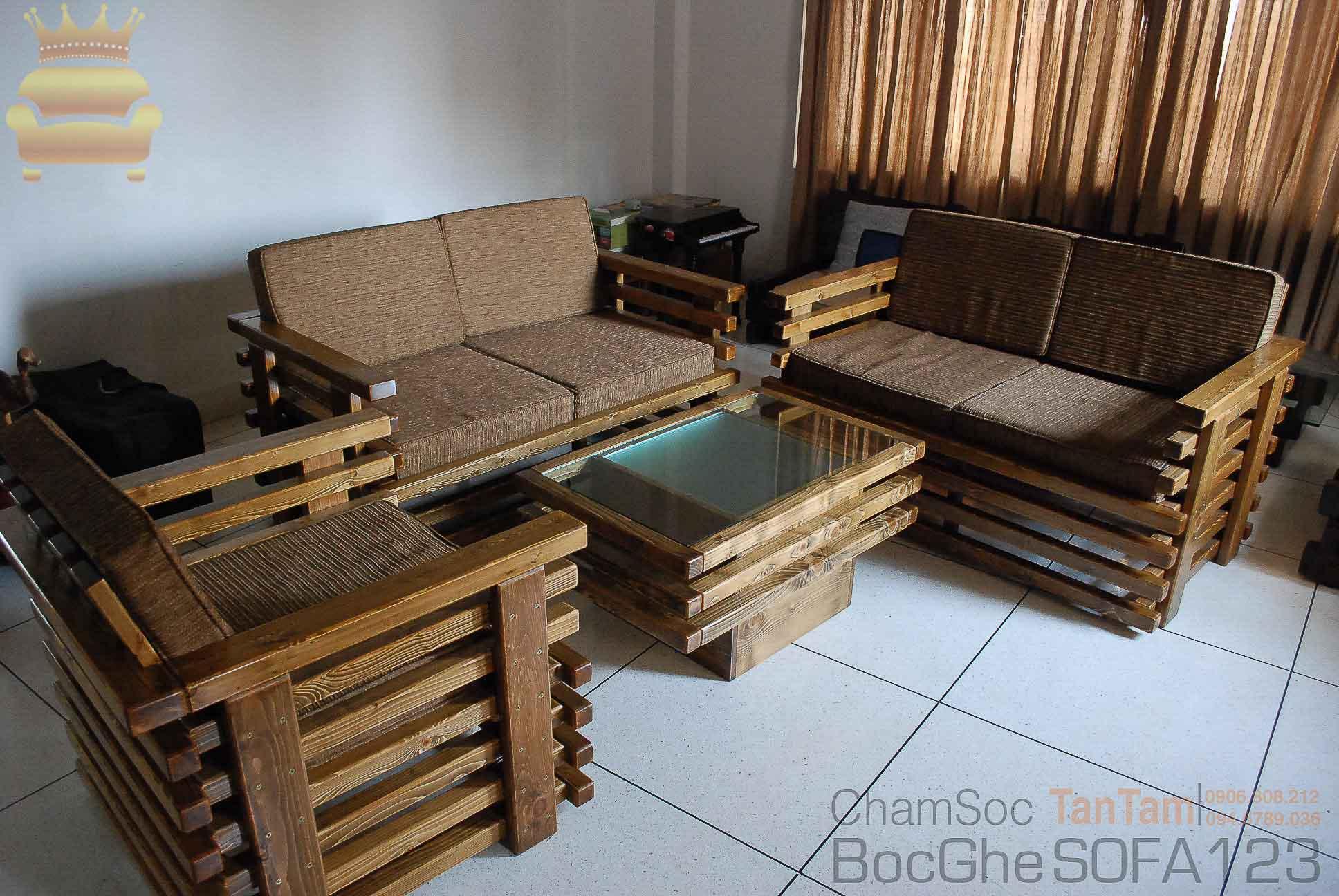 Bàn Ghế Sofa Gỗ Bọc Nệm
